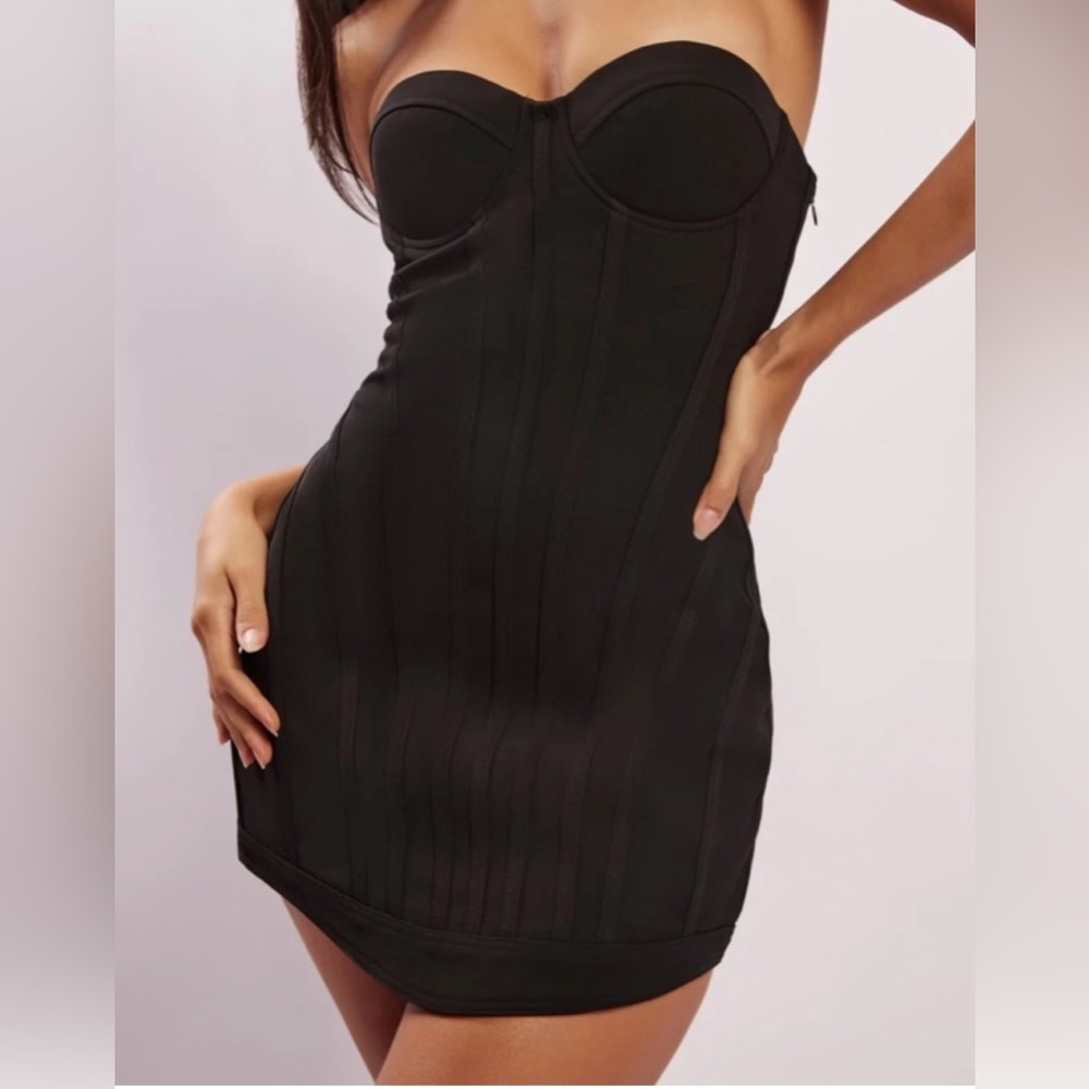 Corset Strapless Dress - Black